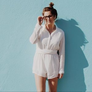 Long Sleeve Cream Romper
